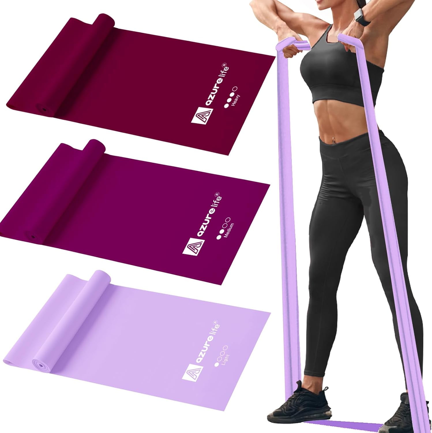 JJEAN-Resistance Bands,Professional Long Non-Latex Elastic Stretch Bands,Exercise Bands for Physical Therapy, Yoga, Pilates, Rehab, at-Home or The Gym Workouts, Strength Training