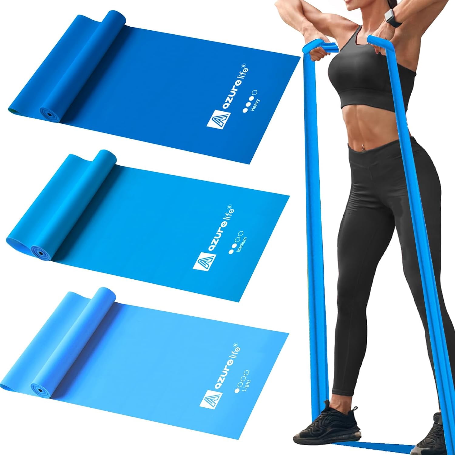 JJEAN-Resistance Bands,Professional Long Non-Latex Elastic Stretch Bands,Exercise Bands for Physical Therapy, Yoga, Pilates, Rehab, at-Home or The Gym Workouts, Strength Training
