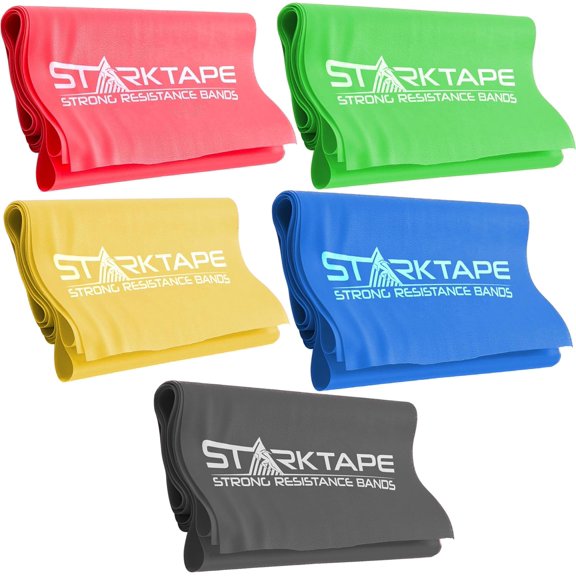 JJEAN-Resistance Bands Set. 3 or 5 Pack Non-Latex Physical Therapy, Professional Elastic Band. Perfect for Home Exercise, Workout, Strength Training, Yoga, Pilates, Rehab, Gym