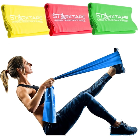 JJEAN-Resistance Bands Set. 3 or 5 Pack Non-Latex Physical Therapy, Professional Elastic Band. Perfect for Home Exercise, Workout, Strength Training, Yoga, Pilates, Rehab, Gym