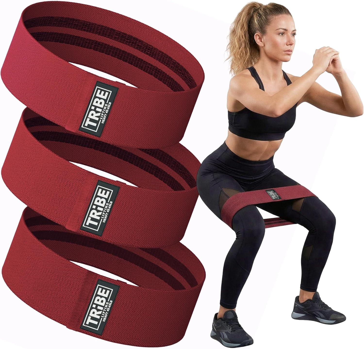 JJEAN-Resistance Bands for Working Out - 3 Pack Fabric Workout Bands for Women and Men - Booty Bands for Legs and Glute - Non Slip Exercise Bands Set for Squat Hip Thigh
