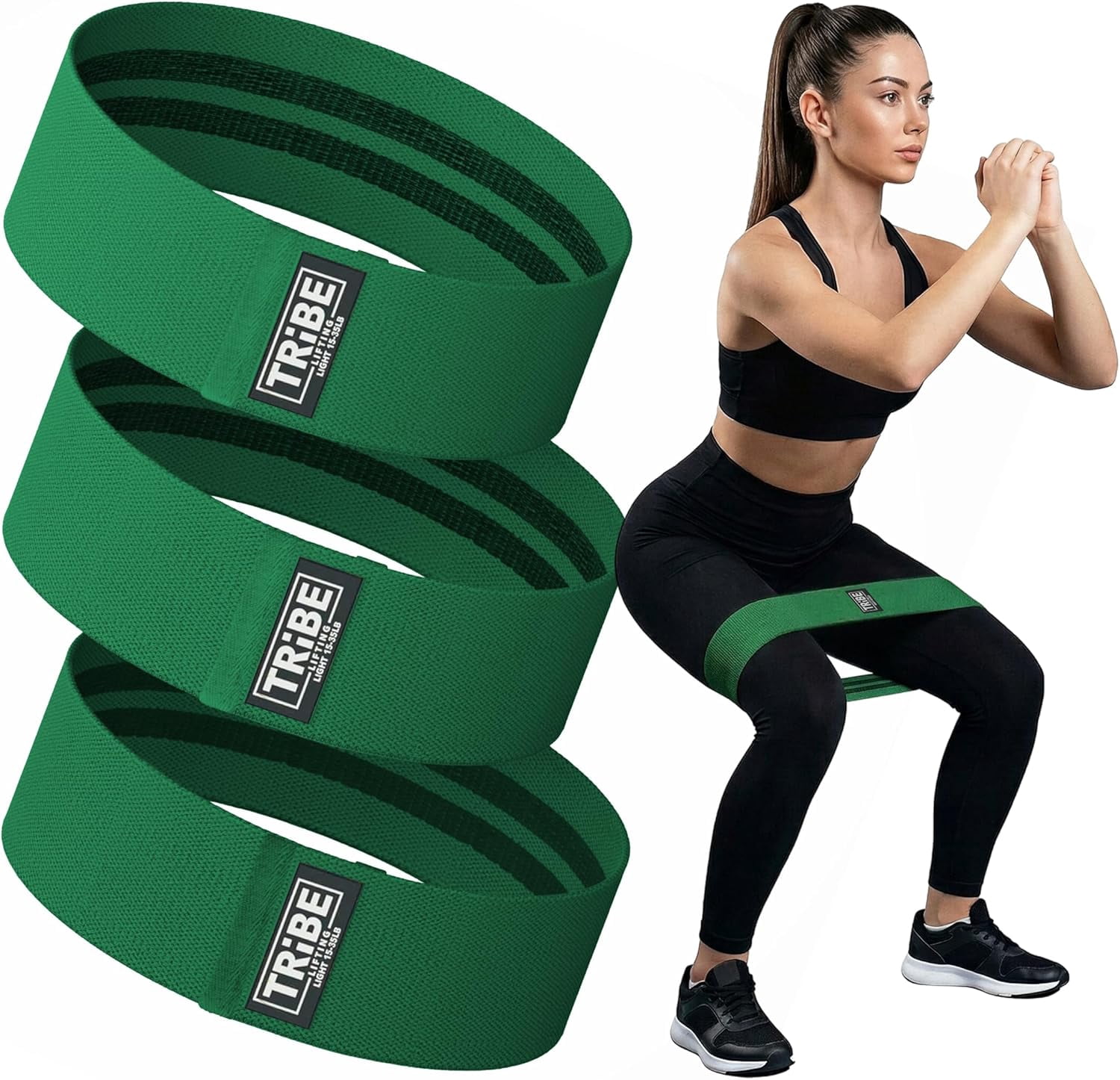 JJEAN-Resistance Bands for Working Out - 3 Pack Fabric Workout Bands for Women and Men - Booty Bands for Legs and Glute - Non Slip Exercise Bands Set for Squat Hip Thigh