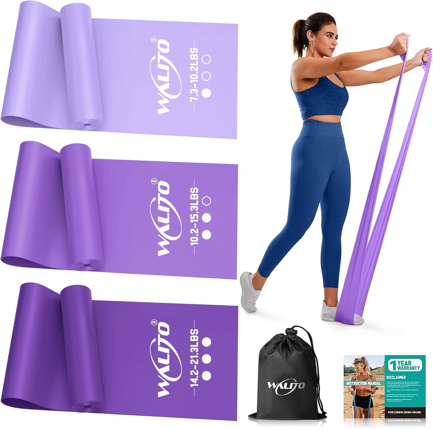 JJEAN-Resistance Bands for Working Out, Exercise Bands for Women and Men, Workout Bands for Physical Therapy, Stretch, Recovery, Pilates, Rehab, Strength Training and Home Gym