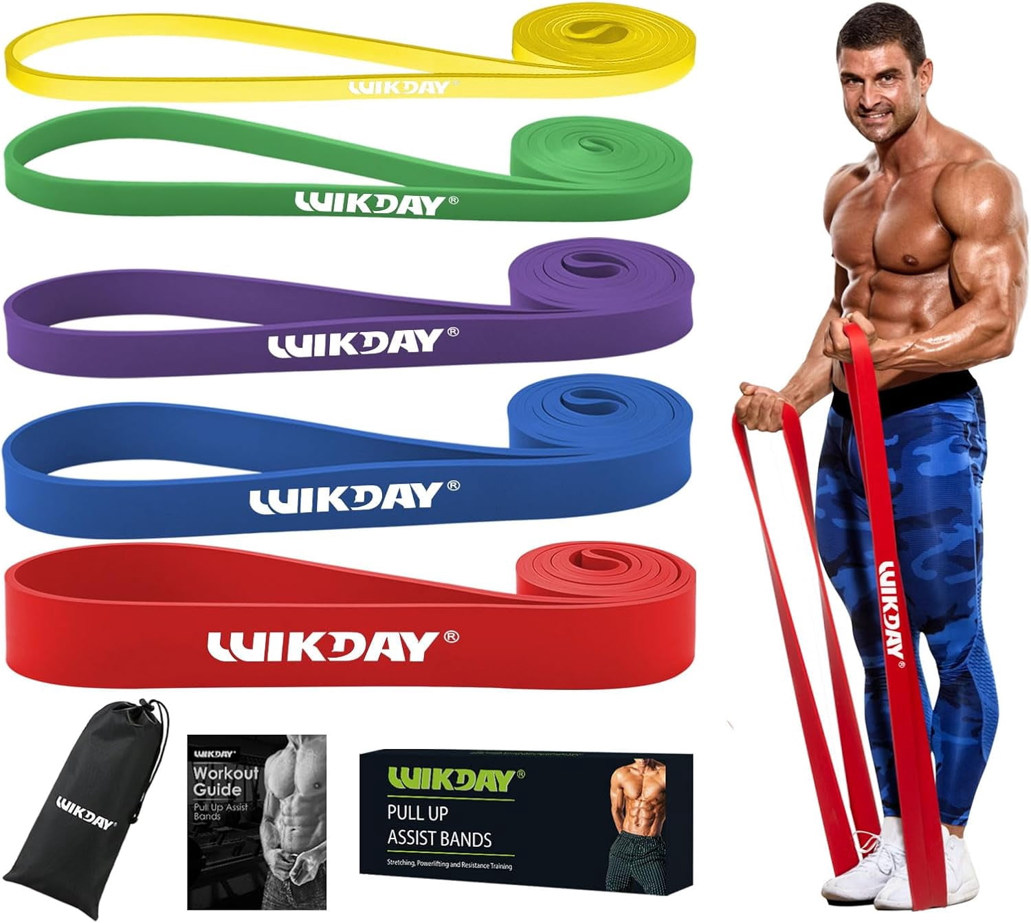 JJEAN-Resistance Bands for Working Out, Exercise Bands, Workout Bands, Pull Up Assistance Bands for Body Stretching Training Physical Therapy Muscle Training for Men & Women