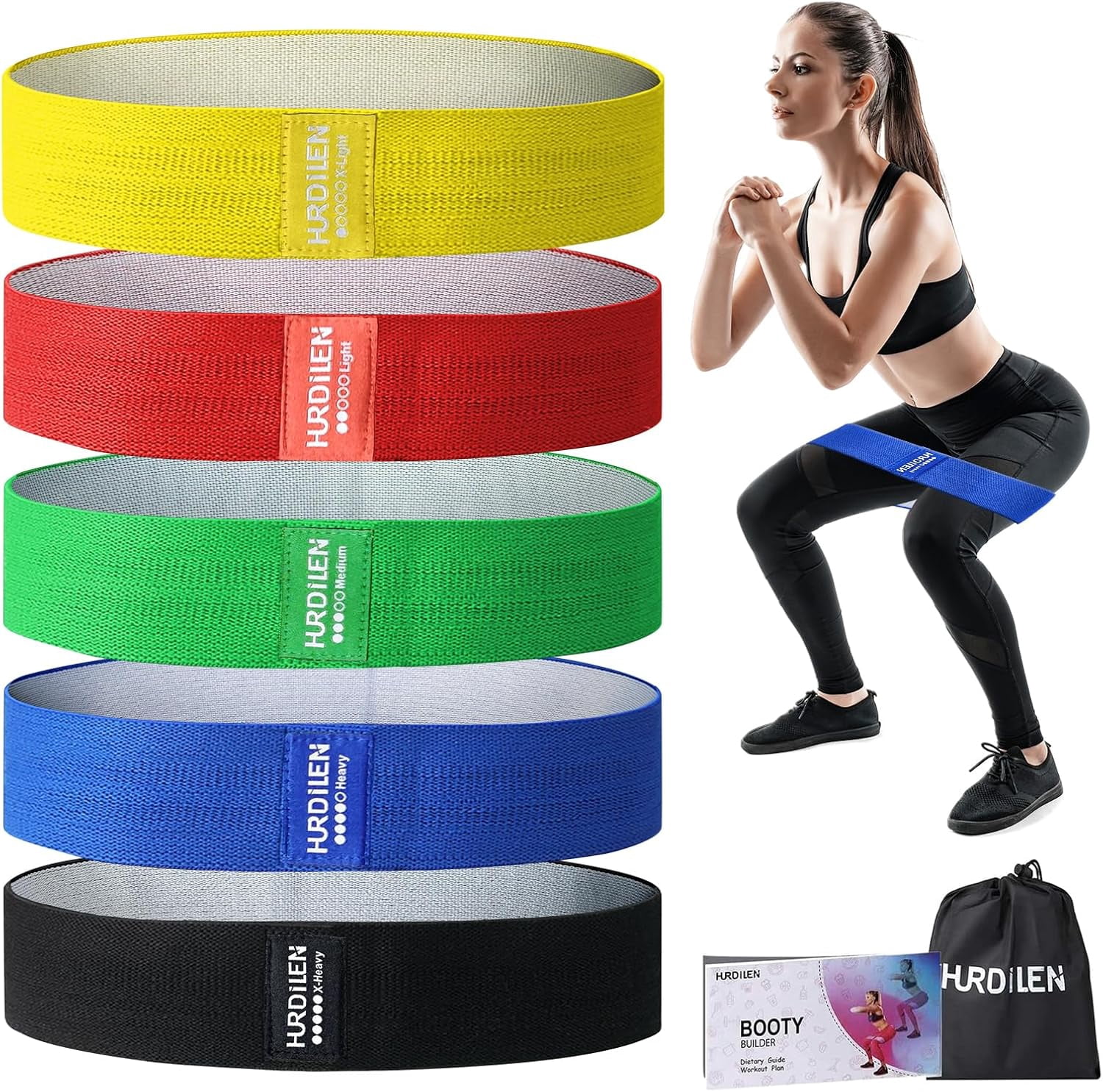 JJEAN-Resistance Bands for Working Out, Exercise Workout Bands for Women & Men, 3 Levels Elastic Stretch Bands for Exercise with Carry Bag for Physical Therapy, Home Fitness, Strength Training, Yoga