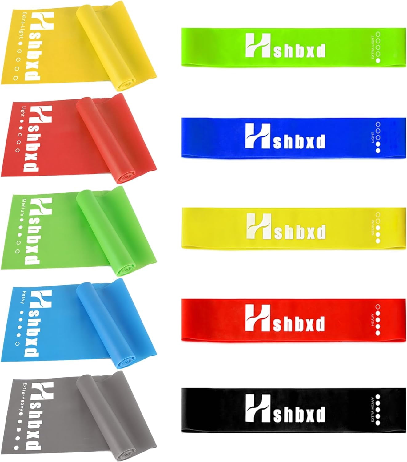 JJEAN-Resistance Bands for Working Out, Physical Therapy Bands, Latex Free Elastic and Exercise Bands Set for Stretching, Suitable for Rehab, Yoga, Pilates, Gym, Home Exercise