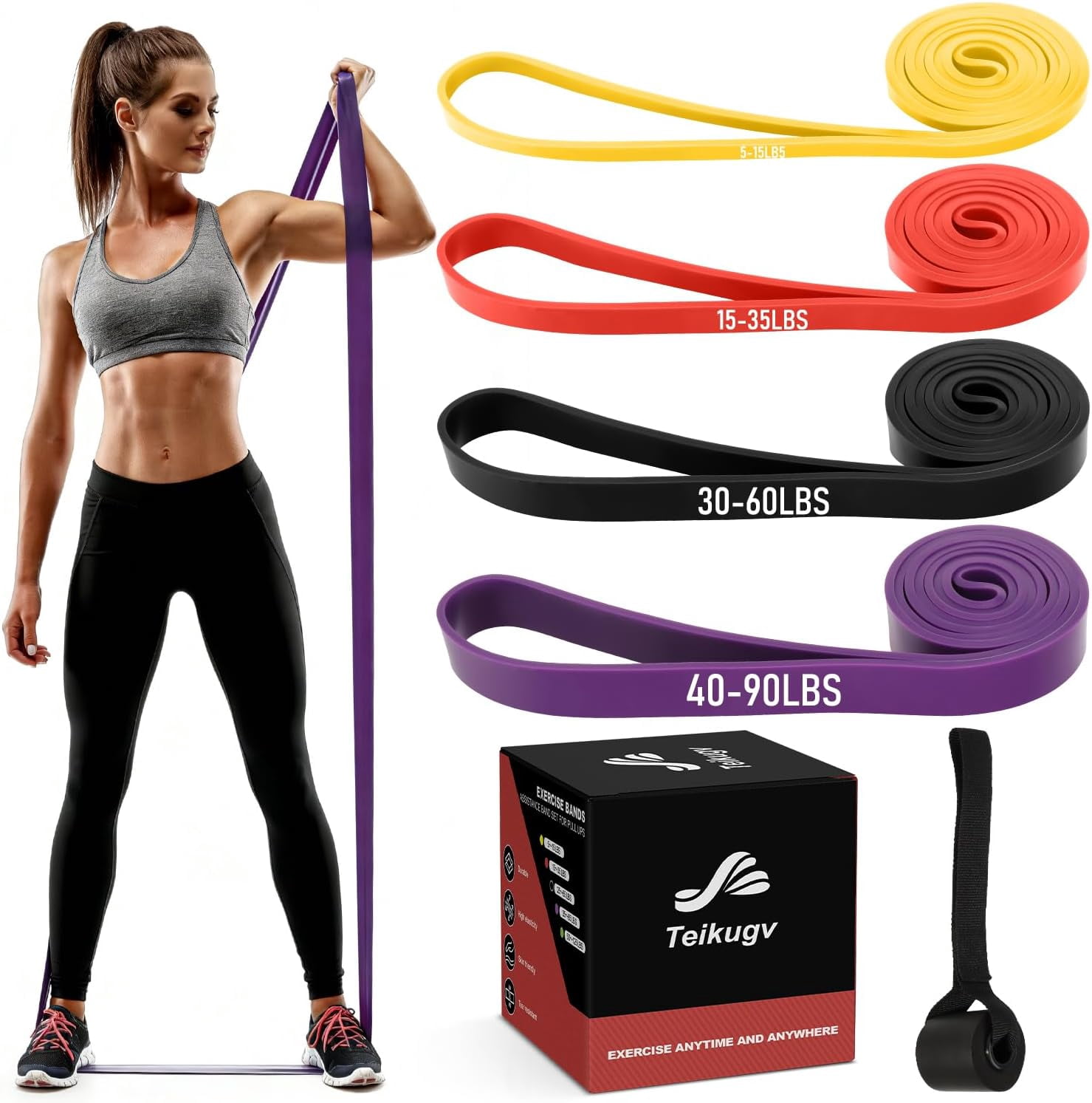 JJEAN-Resistance Bands for Working Out, Pull Up Assistance Bands Set, Exercise Workout Bands for Full-Body Training, Fitness, Physical Therapy, Home Gym for Women & Men