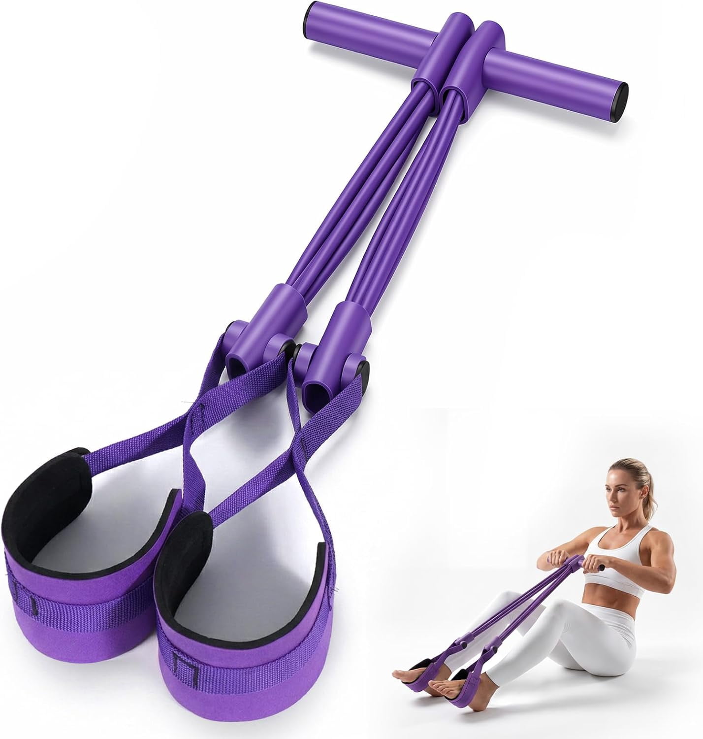JJEAN-Resistance Bands with Handles, 8-Tube Heavy Duty Exercise Bands for Full Body Workout, Strength Training Bands for Arms, Legs, Abs & Home Gym