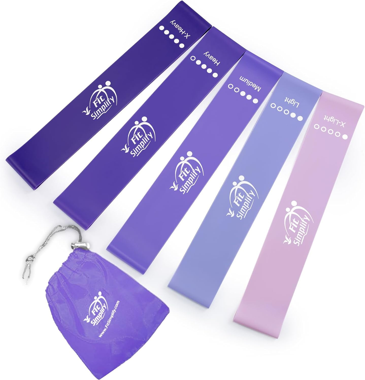 JJEAN-Resistance Loop Exercise Bands with Instruction Guide and Carry Bag, Set of 5