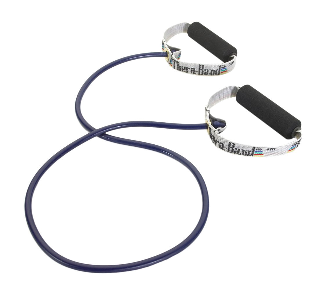 JJEAN-Resistance Tubing with Soft Handles, Blue, Extra Heavy Level, 48" Latex Stretch Resistance Bands for Exercise, Professional Workout Bands for Upper & Lower Body, Color-Coded Levels