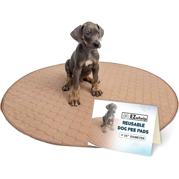 JJEAN-Reusable Dog Pee Pad, Washable Waterproof Mat for Dog Potty Training or Whelping Pad, Round, 36 Inch