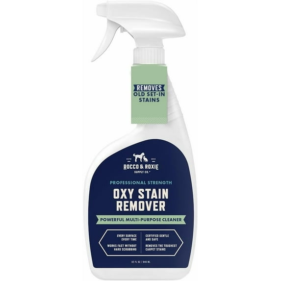 JJEAN-Rocco & Roxie Oxy Stain Remover - Oxygen Powered Carpet Cleaner Spray - Pet Stain Remover for Carpet, Spot Cleaner for Upholstery, Couch, Laundry, Rug, Clothes, Car Seat, Mattress, Sofa, and Mo