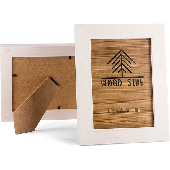 JJEAN-Rustic Wooden Picture Frame 4x6 Inch - 100% Natural Eco Distressed Wood and Real Glass - Made for Wall and Table Top Display - White