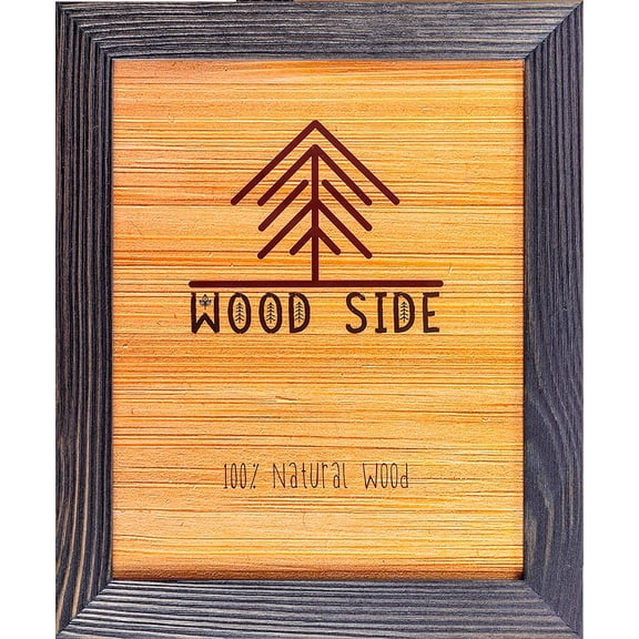 JJEAN-Rustic Wooden Picture Frame 8x12-100% Natural Solid Eco Distressed Wood for Wall Tabletop Photo Frame - Dark Grey