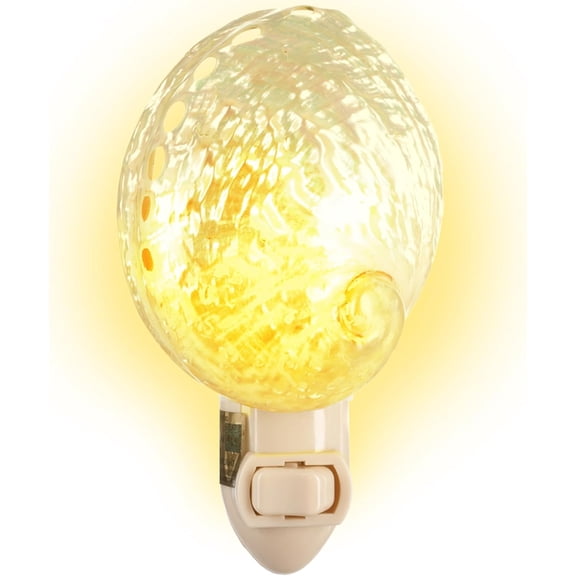 JJEAN-Seashell Night Light Beach Night Light with Pearled Abalone Shell Light for Bathroom Sea Shell Lamp Seashell Lamp Plug Into Wall