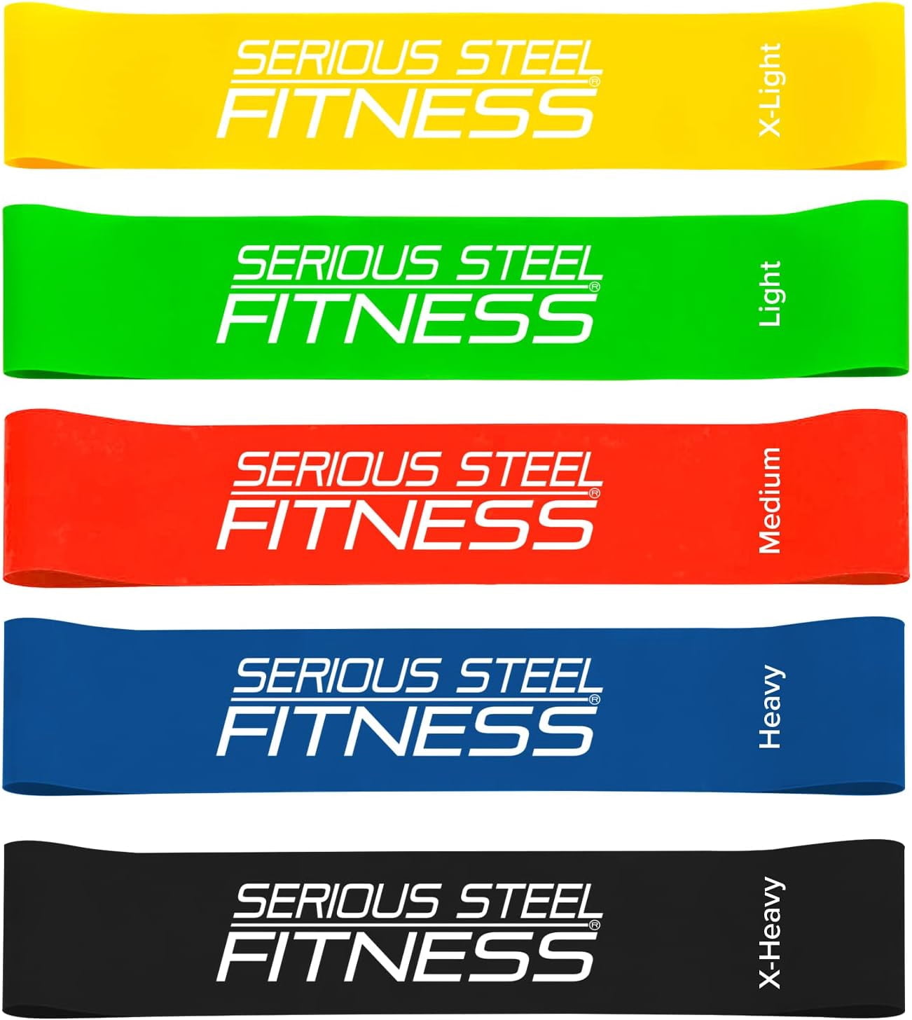 JJEAN-Serious Steel Fitness Mini Resistance Loop Bands | Rehab and Prehab Stretch Bands | 12" Exercise Workout Bands (Sets of 5 Pack and Sets of 10 Pack Trainer Options Available!)