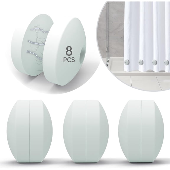 JJEAN-Shower Curtain Weights - Silicone Fully Wrapped Rustproof Shower Curtain Magnets, No Sew, Waterproof, Anticollision - Heavy Outdoor Weighted Clips for Drapery, Tablecloth, Flag (4 Pairs Gray)