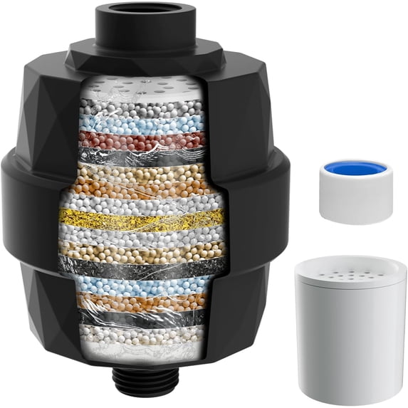 JJEAN-Shower Head Filter, High Output Shower Filter for Hard Water for Remove Chlorine and Fluoride, Reduce Dry Itchy Skin and Eczema, 20-Stage Consistent Flow Shower Water Filter, Matte Black