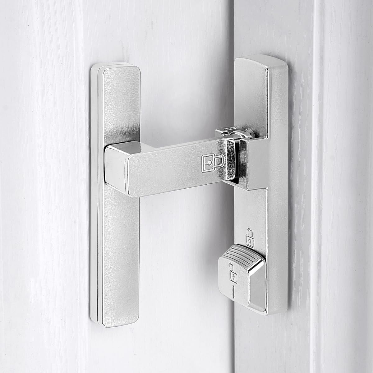 JJEAN-Silvery 90 Degree Barn Door Lock,Flip Gate Latches Hardware,Zinc Alloy Right Angle Door Lock Latch,Protect Privacy,for Barn Door,Cabinets,Windows,Garden,Bathroom