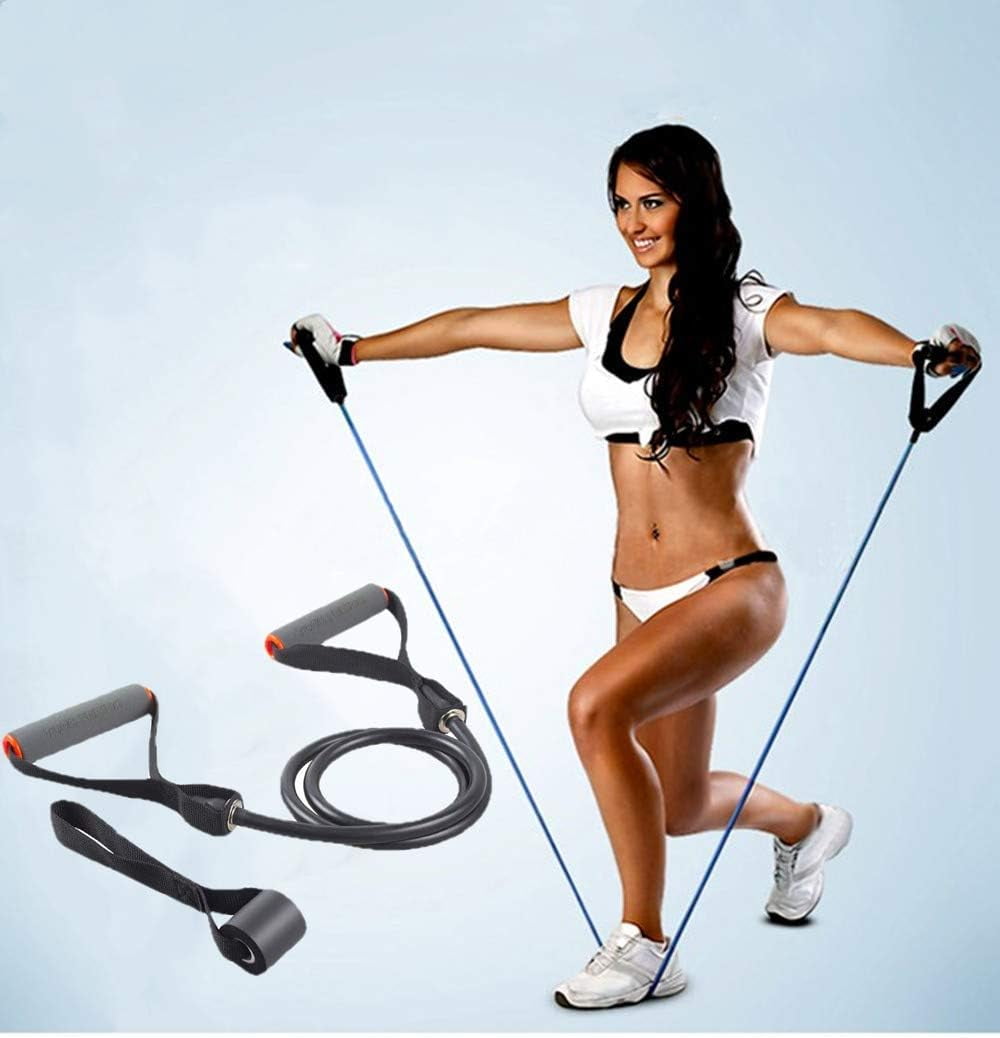 JJEAN-Single Resistance Bands, Workout Bands with Handles and the Exercise Bands with Door Anchor, Suitable for Resistance Training, Physical Therapy, Home Workouts, Boxing Training