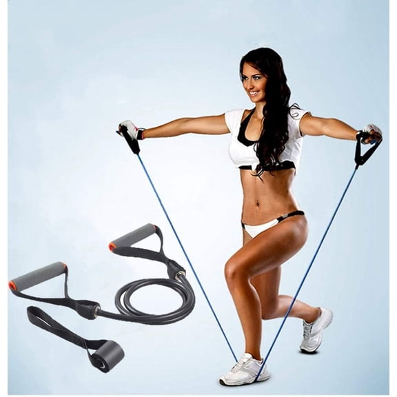 JJEAN-Single Resistance Bands, Workout Bands with Handles and the Exercise Bands with Door Anchor, Suitable for Resistance Training, Physical Therapy, Home Workouts, Boxing Training