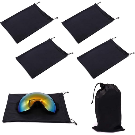 JJEAN-Ski Goggle Bag, Protection Bags for Snow Goggles Ski Mask, Soft Micro-Fiber Protective Storage Case Sleeve, 4PCS