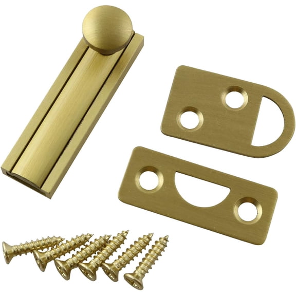 JJEAN-Slide Bolt Latch Catch 2Inch Brass Surface Slide Bolt Tower Barrel Door Shoot Bolt Lock