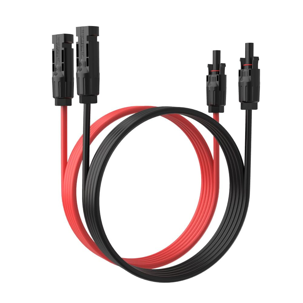 JJEAN-Solar Panel Extension Cable - TUV Listed 1Pair 10AWG 6FT Solar Extension Cable Black ＆ Red, PV Cable Wire with Male/Female Connectors