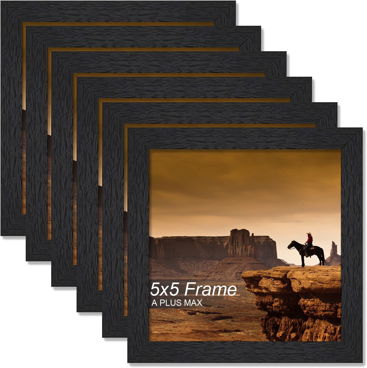 JJEAN-Square 5x5 Frame Set of 6, Black Engineered Wood Picture Frame ...
