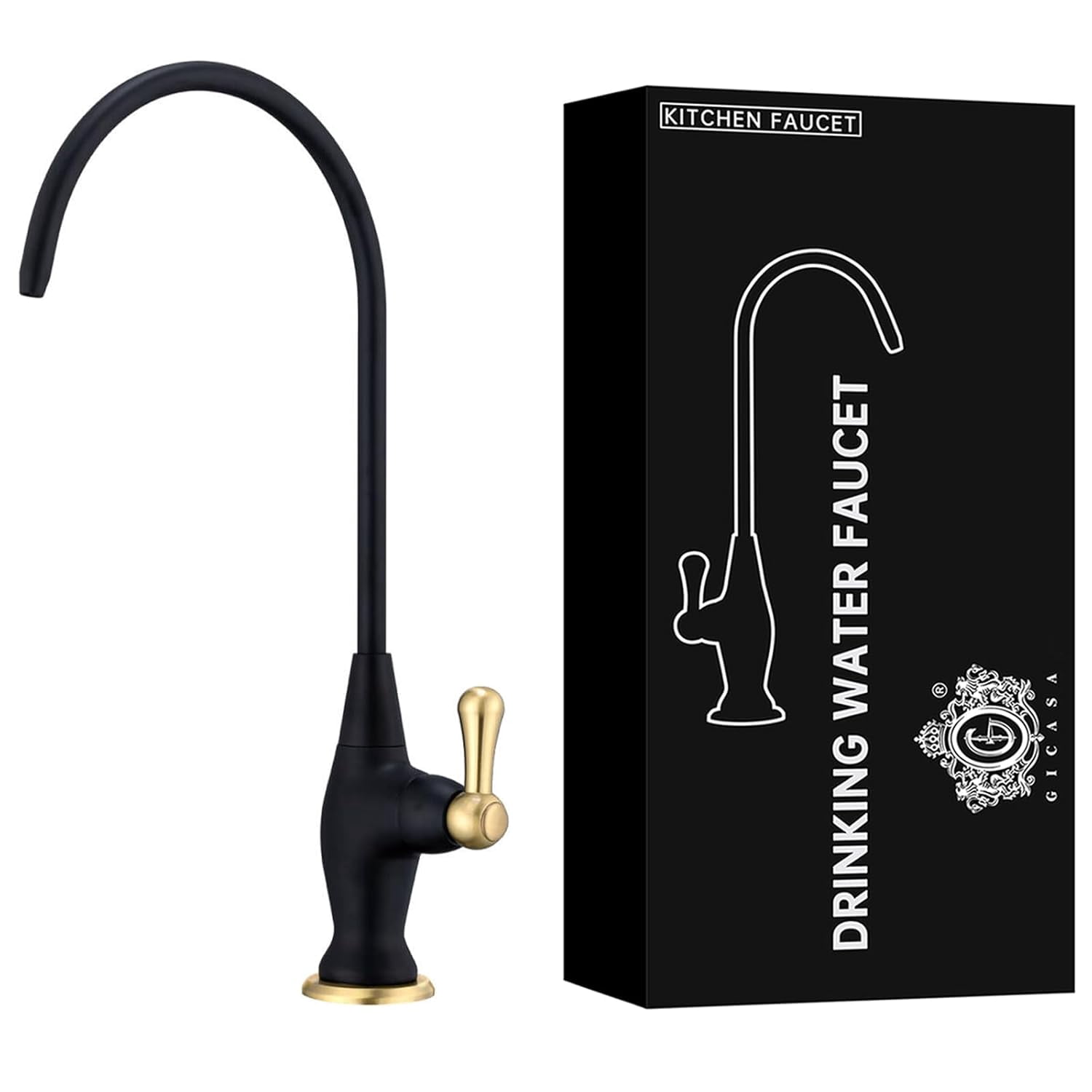 JJEAN-Stainless Steel Reverse Osmosis Faucet, Sink Water Filter System, Suitable for Most Reverse Osmosis or Water Filtration Systems, Sink Drinking Water Faucet for Kitchen Bar Labs RVs, Black+Brush