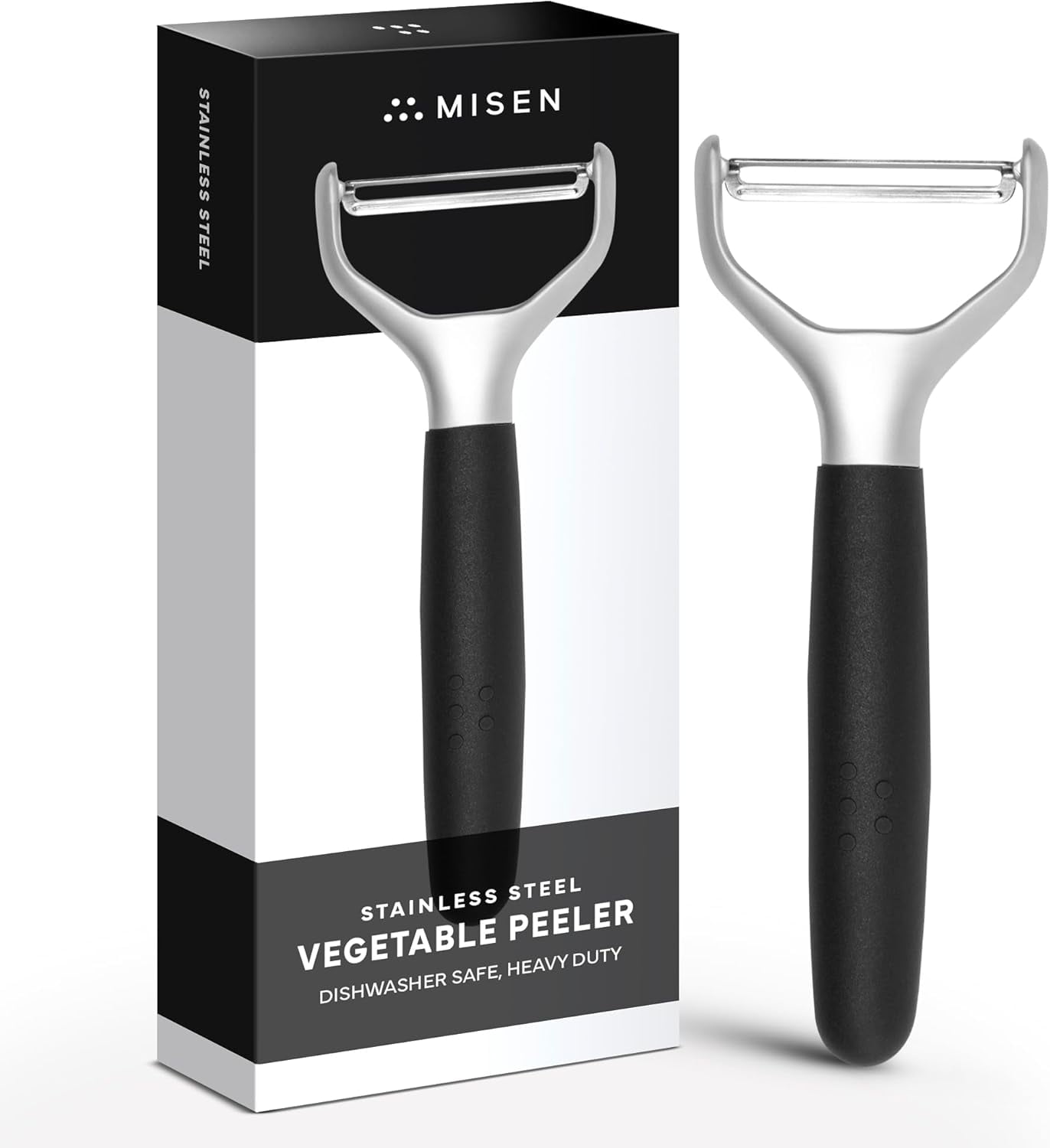 JJEAN-Stainless Steel Vegetable Peeler - Dishwasher Safe Y Peeler - Easy to Use with Potatoes, Cabbage, Carrots, and More - Progessional Grade Kitchen Tool - Black