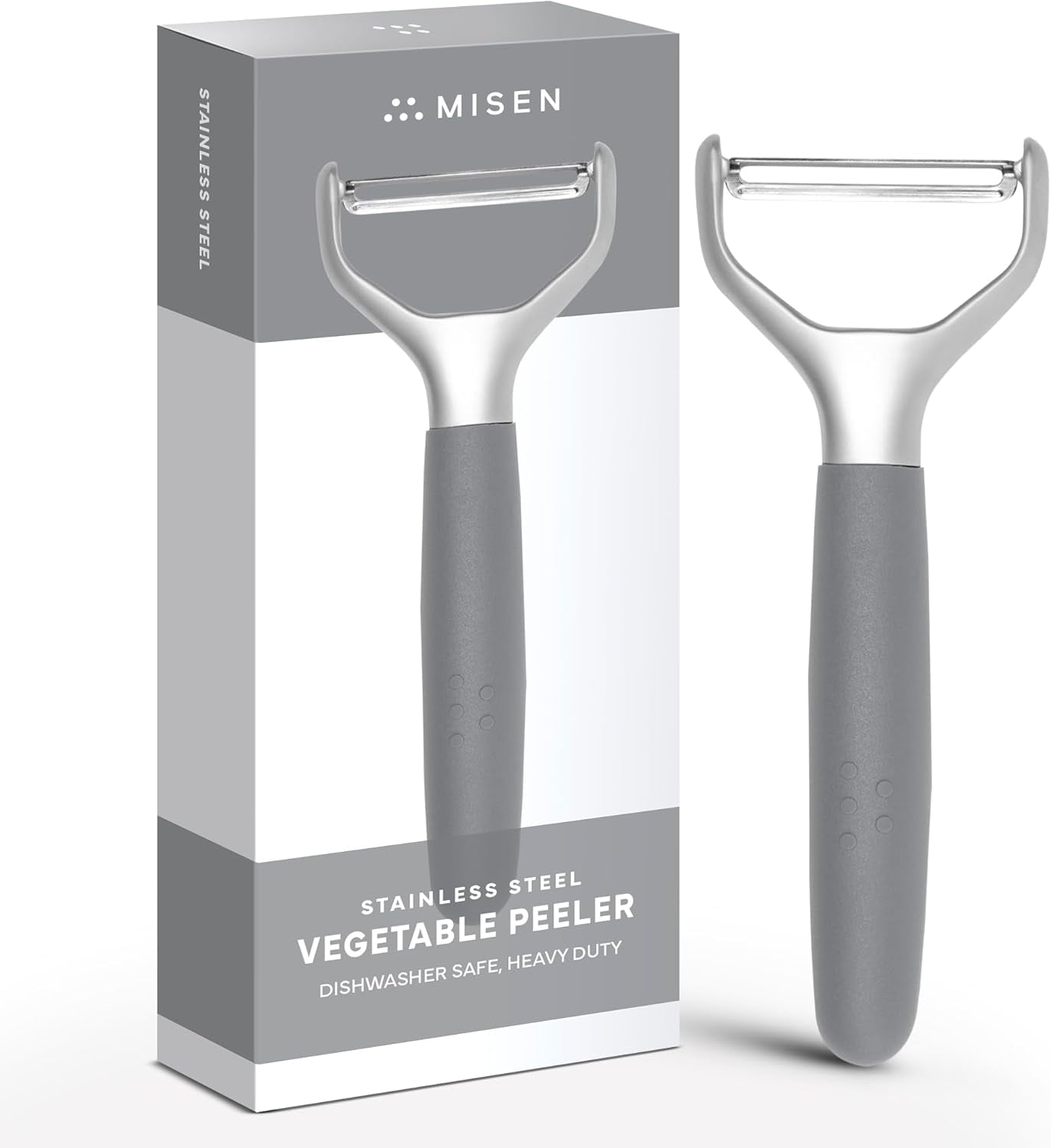 JJEAN-Stainless Steel Vegetable Peeler - Dishwasher Safe Y Peeler - Easy to Use with Potatoes, Cabbage, Carrots, and More - Progessional Grade Kitchen Tool - Gray