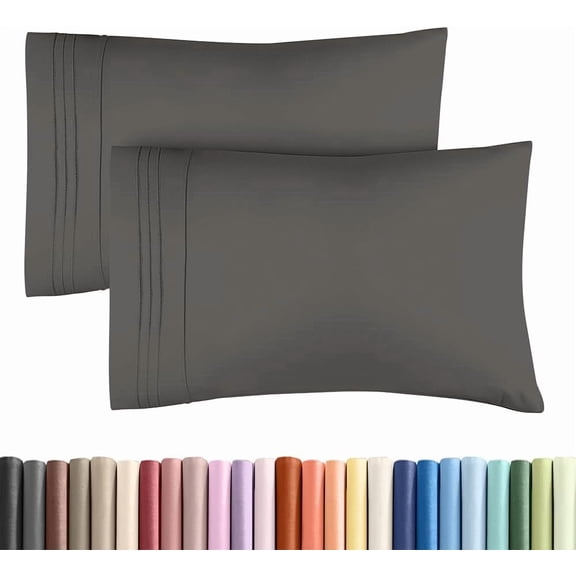 JJEAN-Standard Pillow Cases Set of 2 - Ultra-Soft Hotel Quality Pillowcase Covers - Comfy & Wrinkle Free - Stain and Fade Resistant - Machine Washable Pillow Protectors - 2 Piece Set - Standard Charc