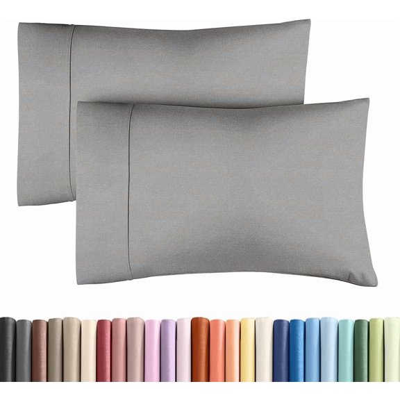 JJEAN-Standard Pillow Cases Set of 2 - Ultra-Soft Hotel Quality Pillowcase Covers - Comfy & Wrinkle Free - Stain and Fade Resistant - Machine Washable Pillow Protectors - 2 Piece Set - Heathered Grey