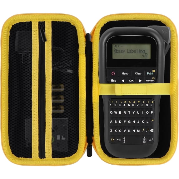 JJEAN-Storage Case Compatible with Brother P-Touch PTH110 / PTH111 Pro / PTE110 Portable Monochrome Label Maker (Black+Yellow Zipper Case)