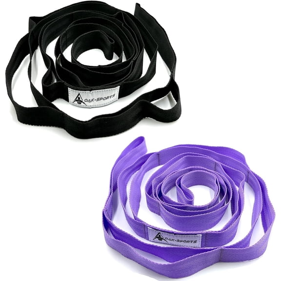 JJEAN-Stretching Strap Yoga Strap with Loops, Stretch Straps for Physical Therapy, Non-Elastic Exercise Strap for Pilates, Dance and Gymnastics with Workout Guide