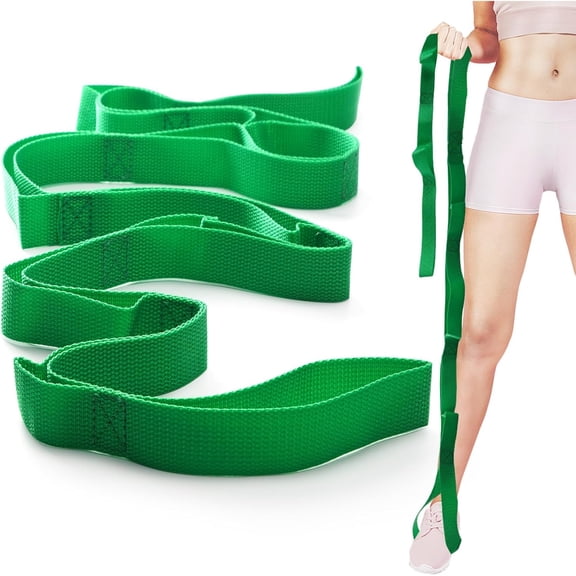 JJEAN-Stretching Strap Yoga Straps for Physical Therapy, 10 Loops Non-Elastic Stretch Band for Pilates, Flexibility, Exercise and Gymnastics