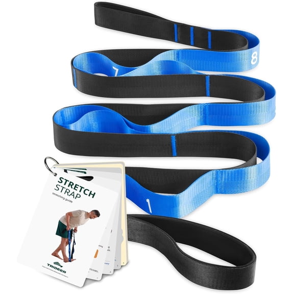JJEAN-Stretching Straps with Loops, Non-Elastic Yoga Straps for Stretching, Durable Nylon Exercise Bands with Loops for Physical Therapy Flexibility, Yoga,Hamstring Leg Stretcher with Guidance