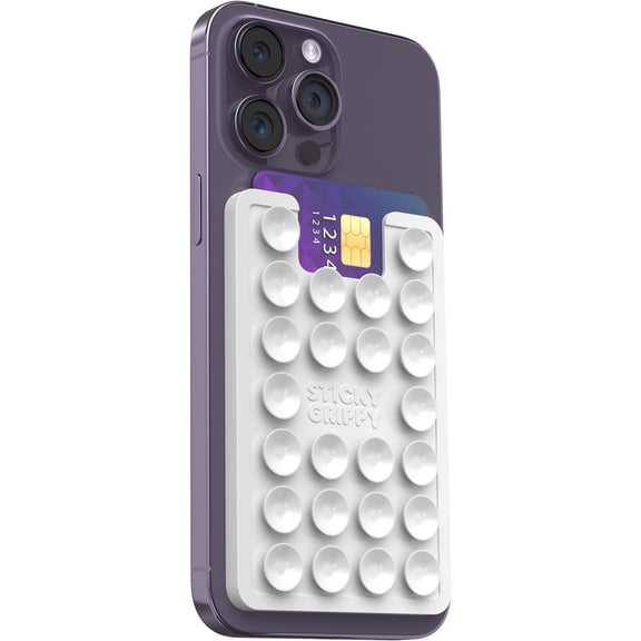 JJEAN-Suction Phone Card Holder Mount, Phone Wallet, Silicon Adhesive Phone Accessory for iPhone and Android, Hands-Free Mirror Shower Phone Holder, TikTok Videos and Selfies (White)