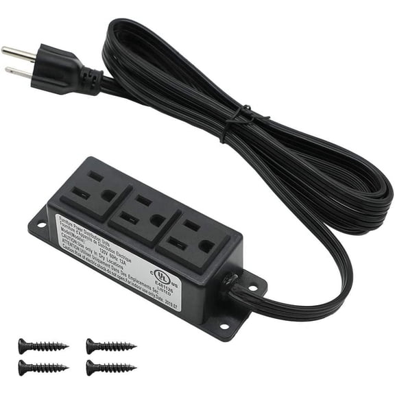JJEAN-Surface Mounted Power Strip 3 AC Grounded Outlets Mountable Power Strip Socket Adapt to Deak Conference Table Wall Hotel Improvement (3AC)