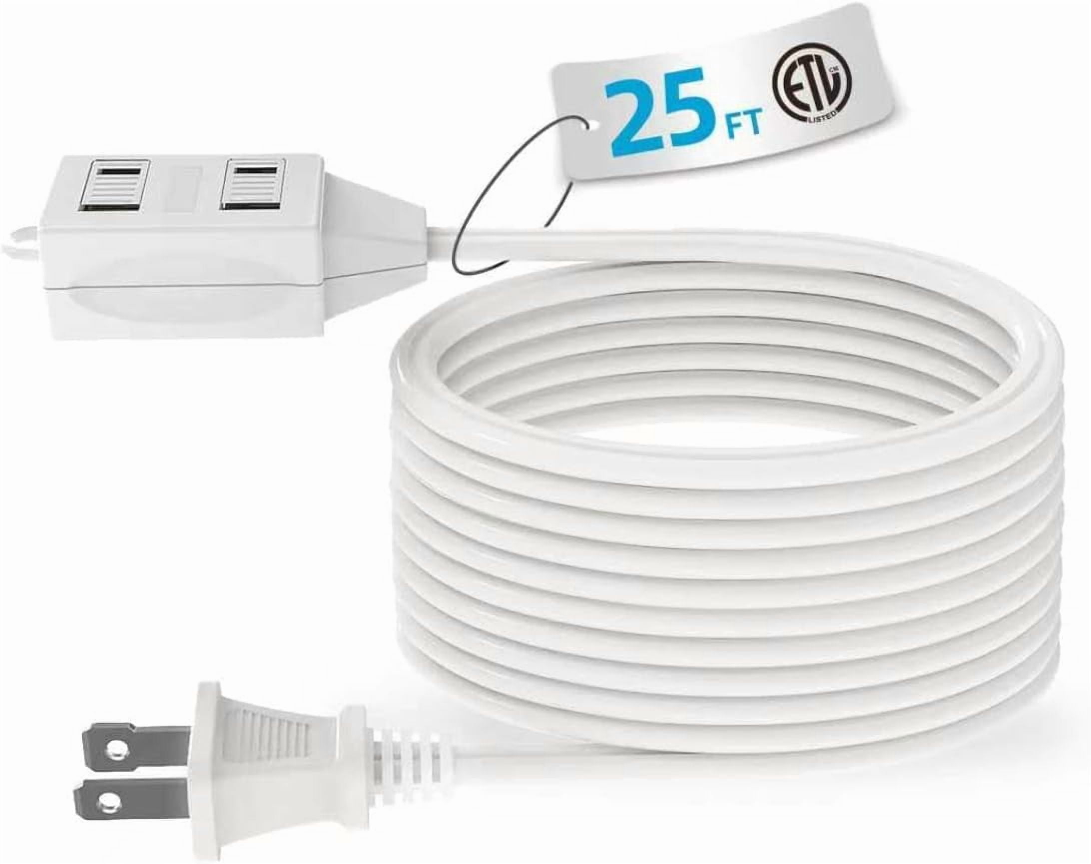 JJEAN-TiFFCOFiO Indoor Extension Cord, 2 Prong 25 Feet Extension Cord, 3 Polarized Outlets with Safety Slide Windows,13A/1625W, 16 AWG, 1 Pack
