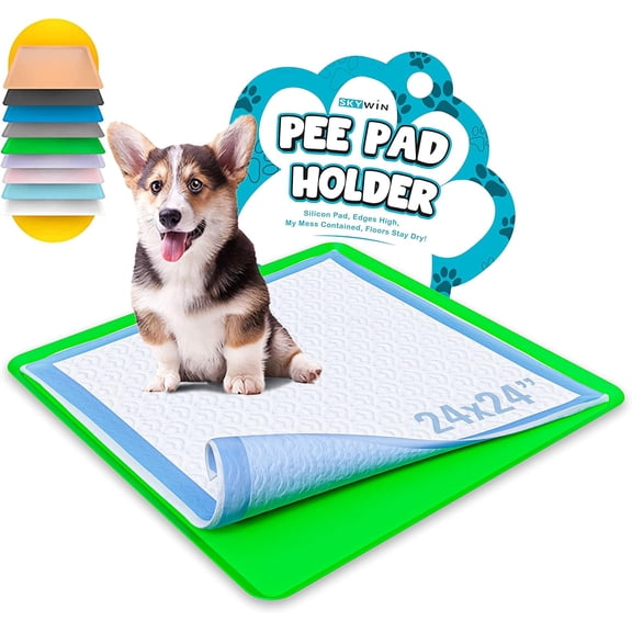 JJEAN-TidyFriend Dog Pee Pad Holder Tray - Fits Up to 24 x 24 Pee Pad Holder for Dogs - Stable Grip, Raised Edges, Quick-Wipe Silicone Surface Dog Pad Holder for Indoor Flooring Protectio