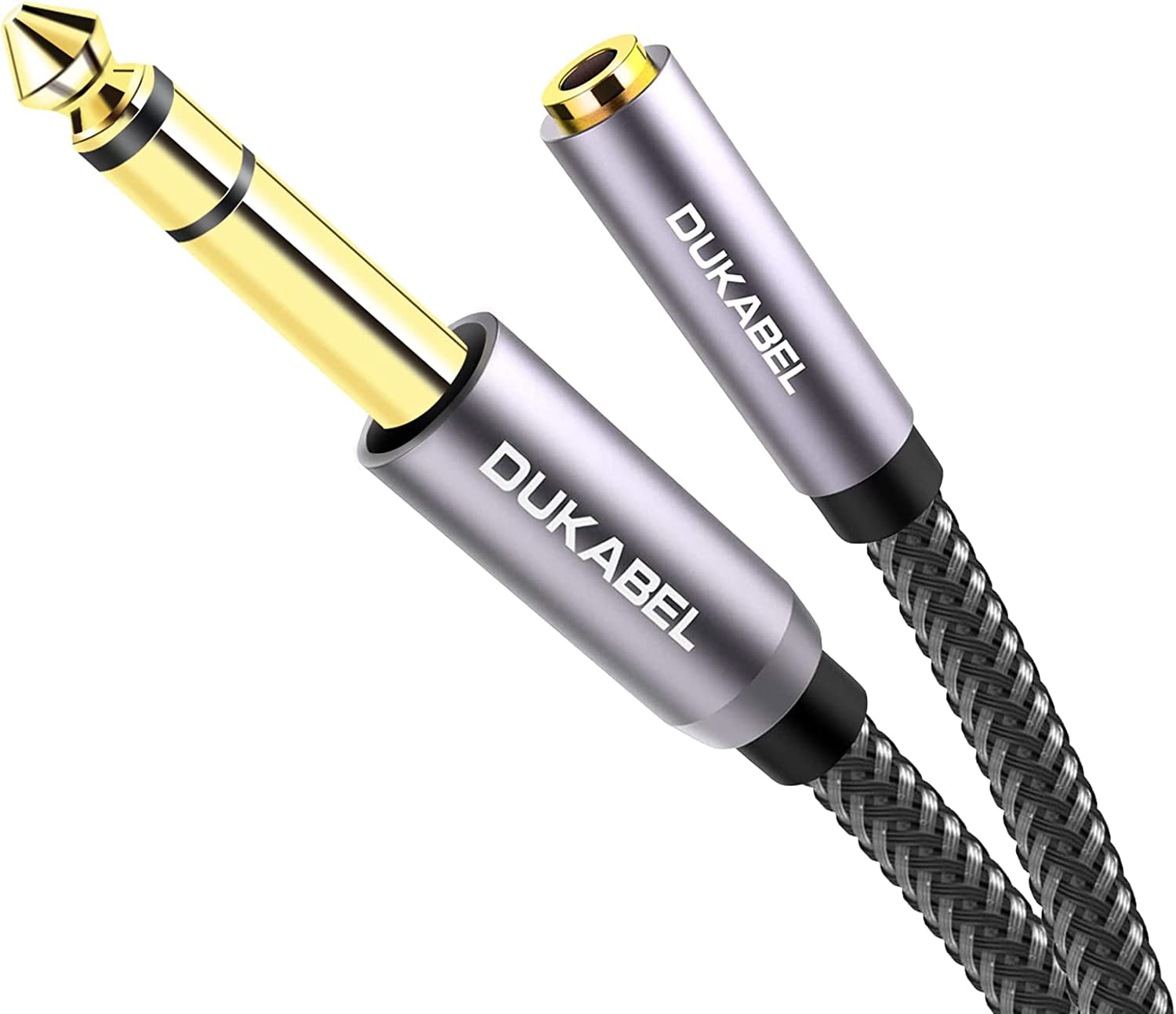 JJEAN-TopSeries Long 6.35mm (1/4 inch) to 3.5mm (1/8 inch) Headphone Jack Adapter -8ft (2.4m) 1/8 Female to 1/4 Male Extension Cable 3.5 to 6.35 for Mixer Guitar Piano Amplifier Speaker and More