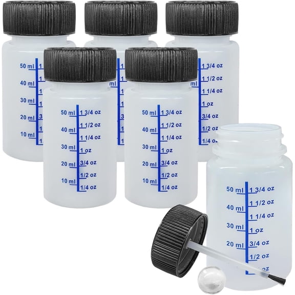JJEAN-Touch Up Paint Bottle Container with Brush and Lid, 2 Ounce/60ml Leftover Paint Storage Can with Mixing Ball, Vehicle Paints Chip Repair Applicator for Fixing Car Scratches, Damage (6PCS)