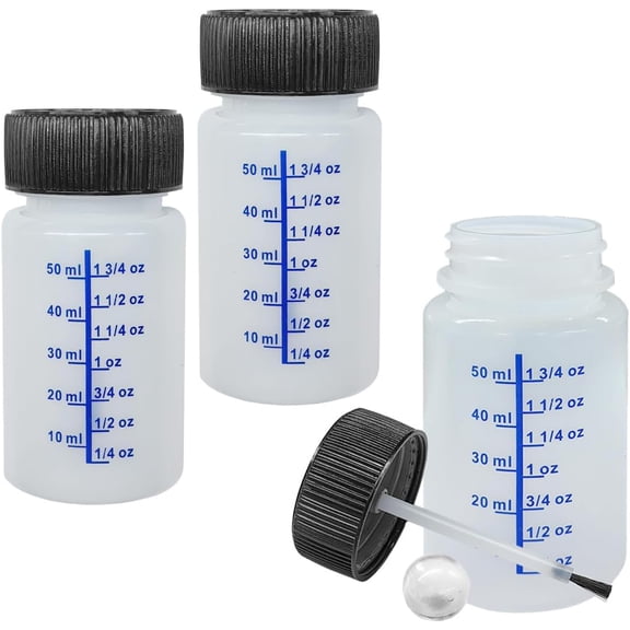 JJEAN-Touch Up Paint Bottle Container with Brush and Lid, 2 Ounce/60ml Leftover Paint Storage Can with Mixing Ball, Vehicle Paints Chip Repair Applicator for Fixing Car Scratches, Damage (3PCS)