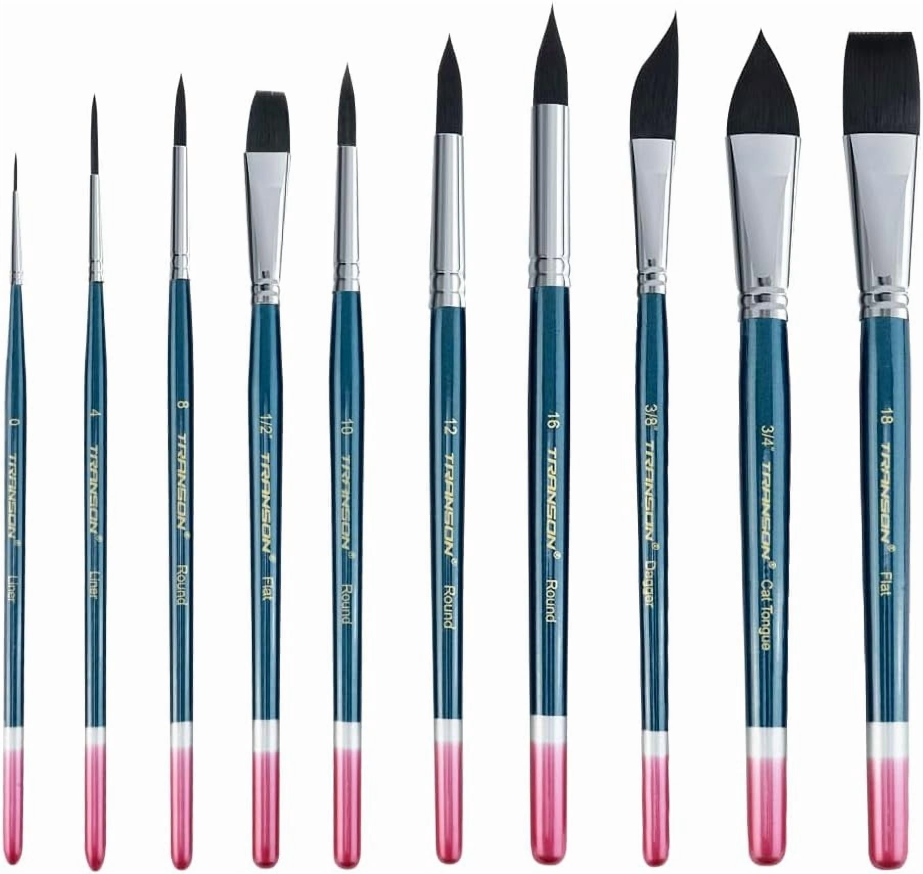 JJEAN-Transon 10pcs Natural Watercolor Paint Brush Set Professional for Watercolor Acrylic Ink Gouache Tempera Blue Color