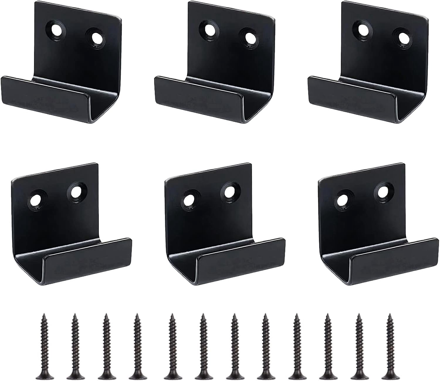 JJEAN-U Bracket Stainless Steel Mounting Brackets 1.6" x 1.3" Wall Hook Hanger Fastener Heavy Duty Billboard Holder Tile Hanger with Installation Screws-6 Packs (Black)