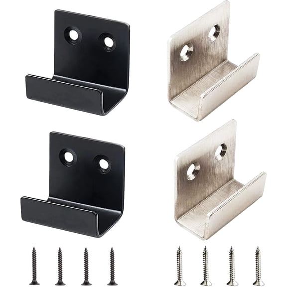 JJEAN-U Stainless Steel Mounting Bracket 40x35mm Tile Hanger Wall Hook Heavy Duty Billboard Holder 2.0mm Thickness with Screws - Silver/Black, 4 Pack