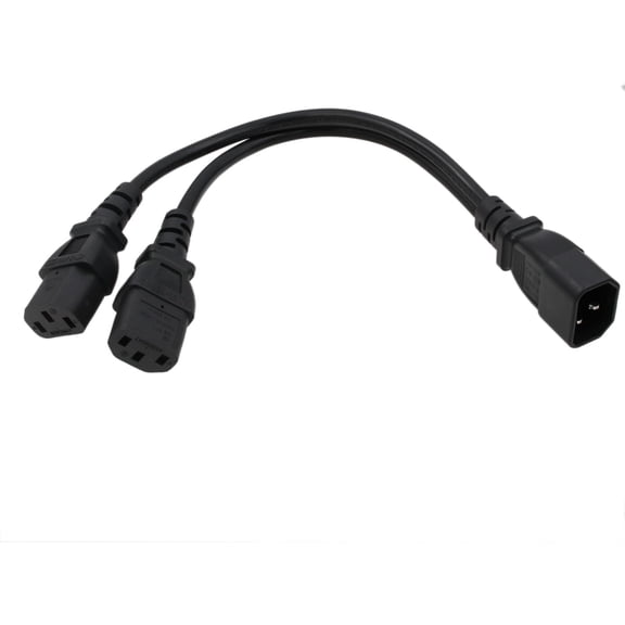 JJEAN-UPS PDU Power Cord Y Splitter Extension Cable IEC320 C14 Male to 2X C13 for Computer Monitor Printer 3-Prong 12"
