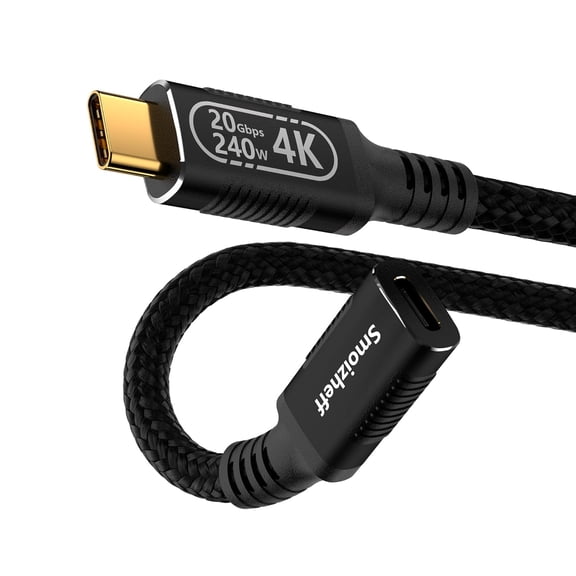 JJEAN-USB C Extension Cable 1.65ft/0.5, 20Gbps USB 3.2 Gen 2 & 240W PD Fast Charging Cord, 4K@60Hz Video, Nylon Braided Male to Female Extender for Laptop,Tablet,SSD,Monitor